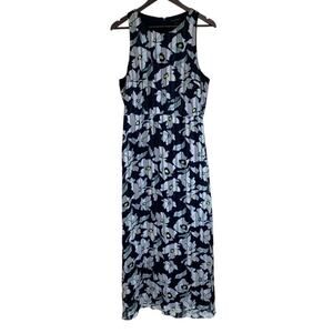 Banana Republic Navy and White Floral Maxi Dress - Size 14